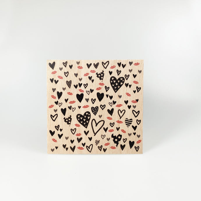 Holzpostkarte “Himmel voller Herzen“