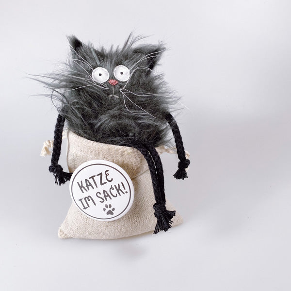 Geschenk für Katzenliebhaber: Kuscheltier Katze im Sack „Kater Fin“