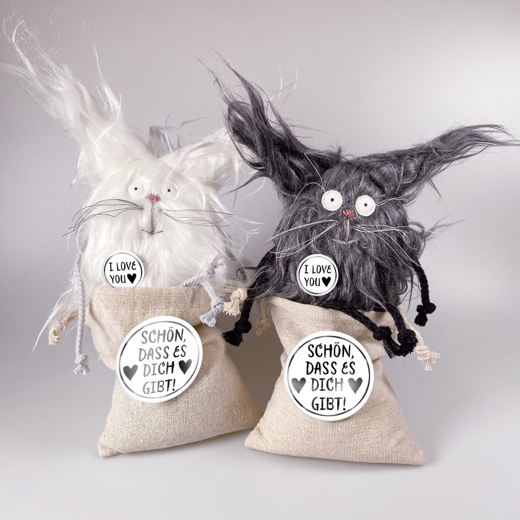 Kuscheltiere Katzenpaar im Sack „Miez" & „Maunz“