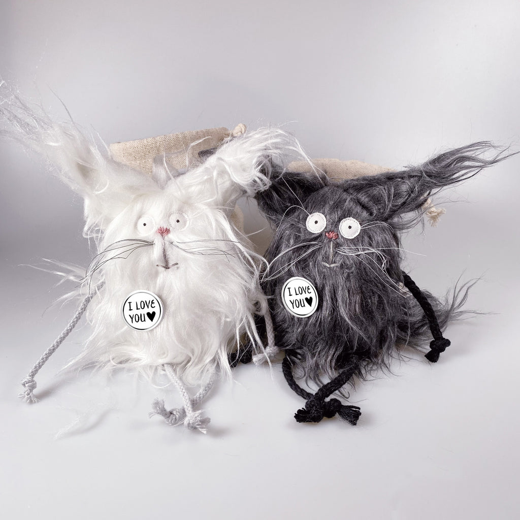 Kuscheltiere Katzenpaar im Sack „Miez" & „Maunz“