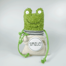 Load image into Gallery viewer, Gift for frog lovers: Cuddly toy frog in a sack “Titus”