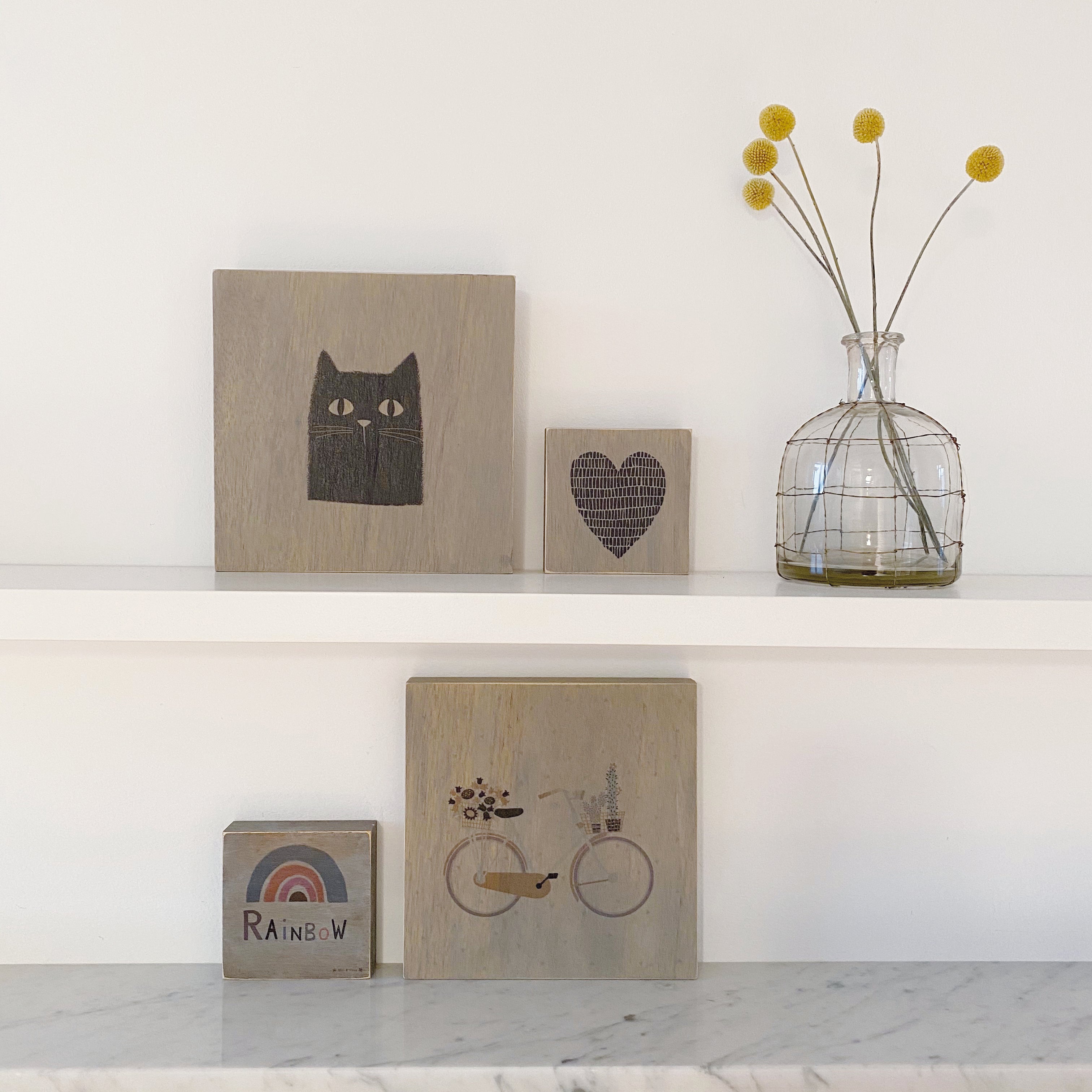 Großes Holzbild "Cat“ braun/grau