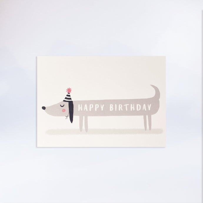 Postkarte „Happy Birthday Dackel“