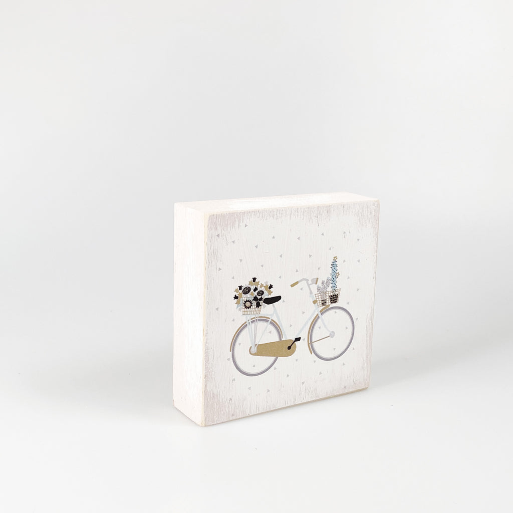 Kleines Holzbild "Bicycle" weiß