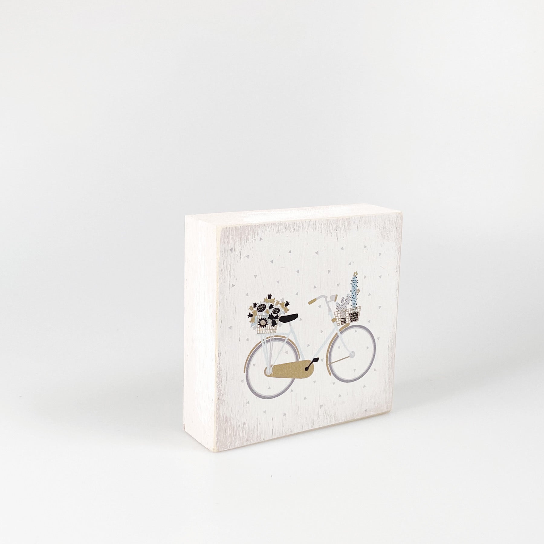 Kleines Holzbild "Bicycle" weiß