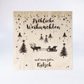 Holzpostkarte “Fröhliche Weihnachten mit Schlitten“