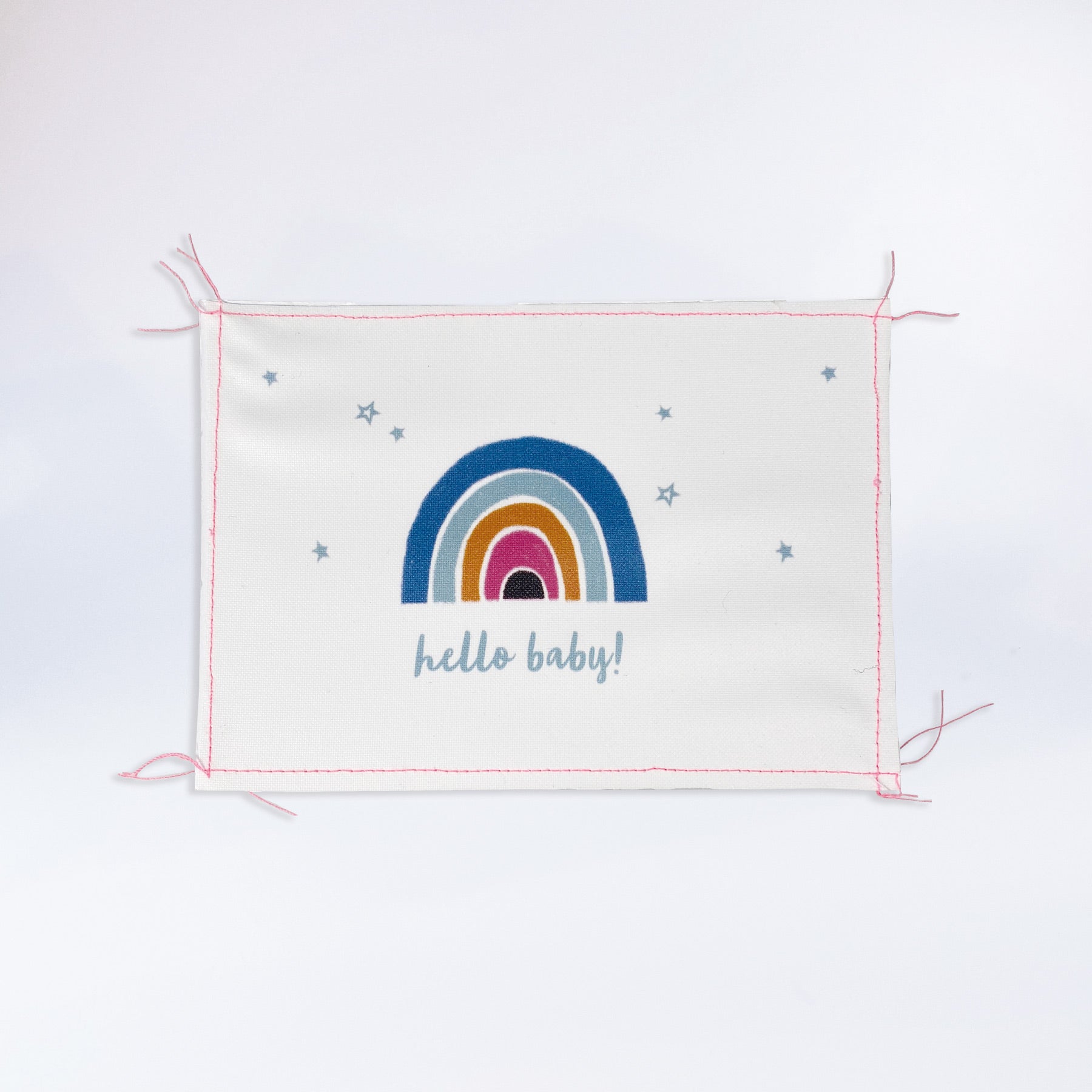 Genähte Postkarte „Hello Baby!“
