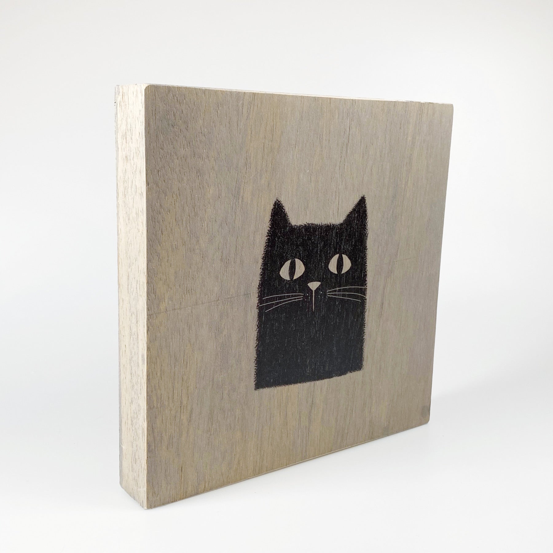 Großes Holzbild "Cat“ braun/grau