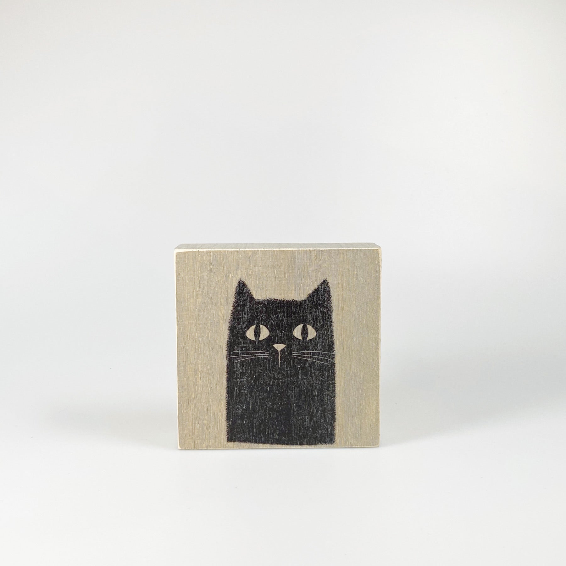Kleines Holzbild "Cat“ braun/grau
