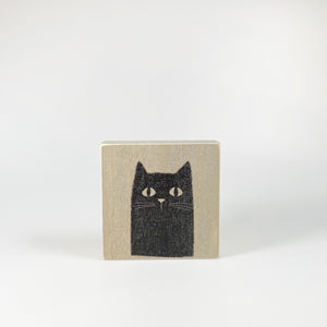 Kleines Holzbild "Cat“ braun/grau