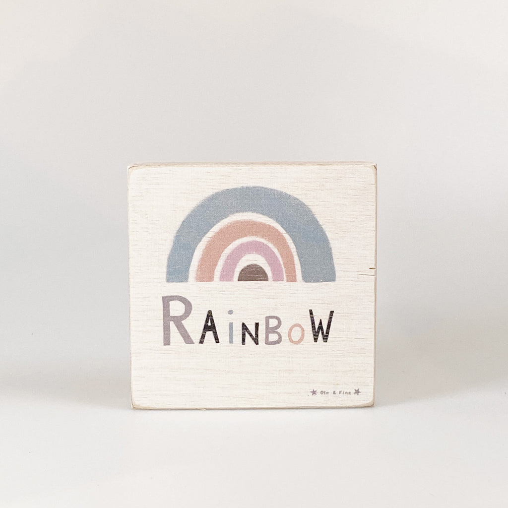 Kleines Holzbild "Rainbow" weiß
