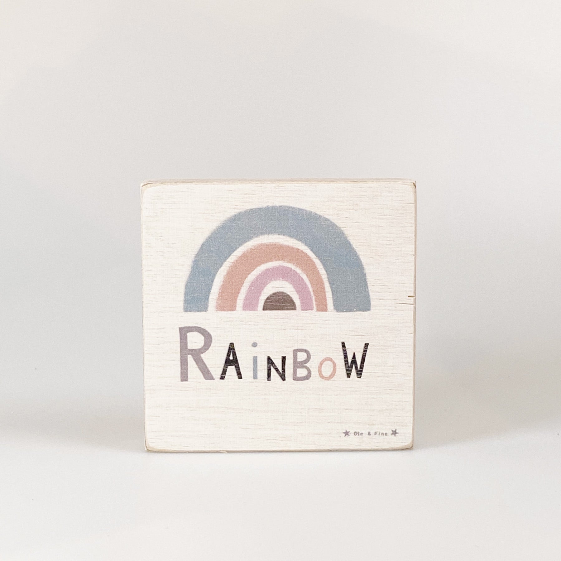 Kleines Holzbild "Rainbow" weiß
