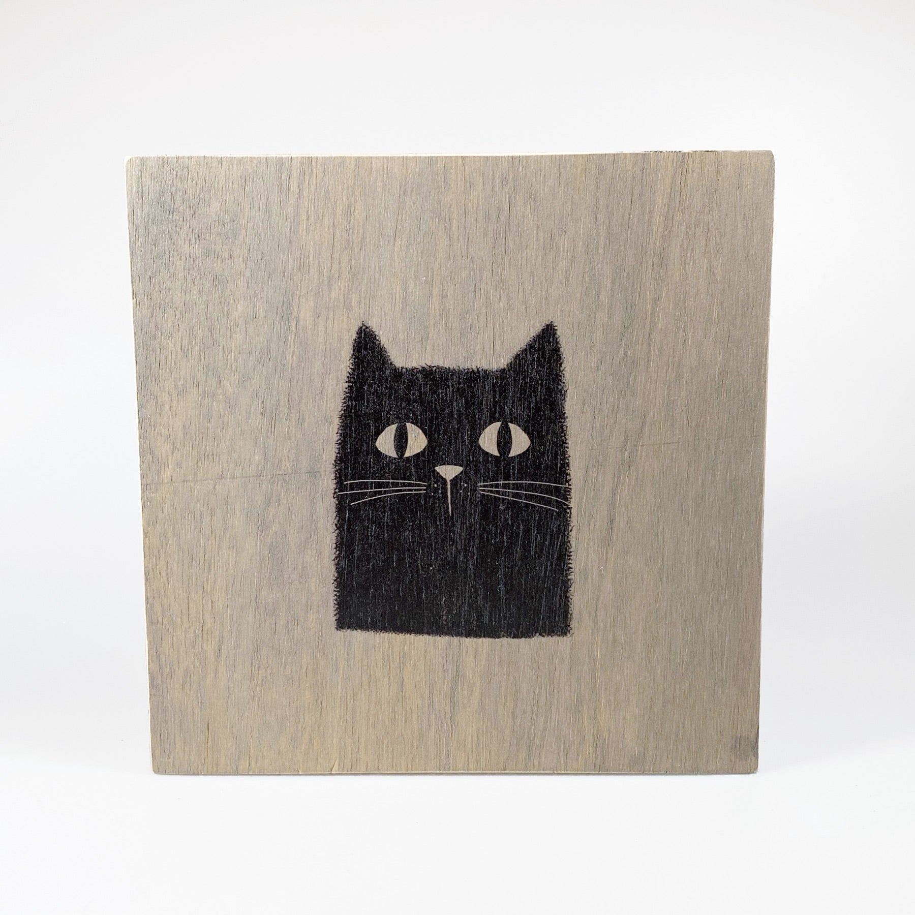 Großes Holzbild "Cat“ braun/grau