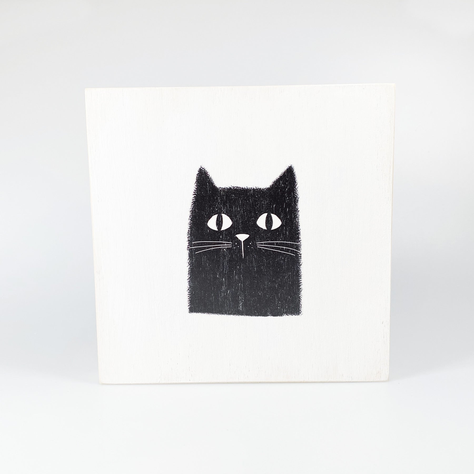 Großes Holzbild "Cat“ weiß