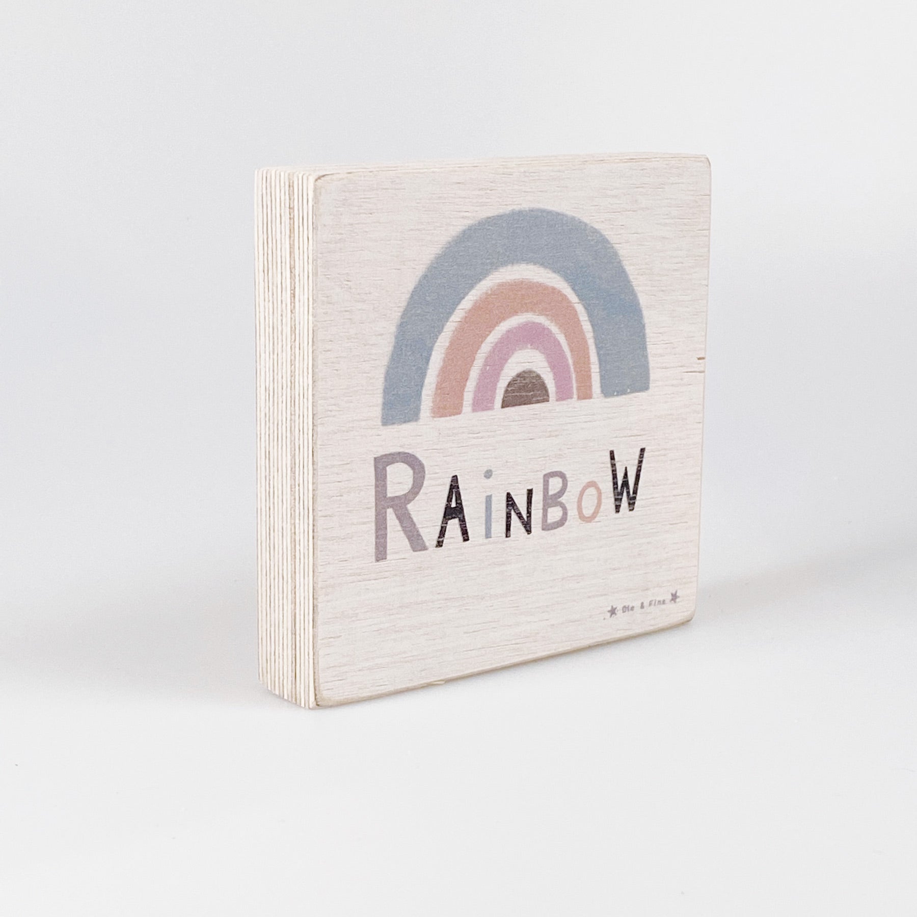 Kleines Holzbild "Rainbow" weiß
