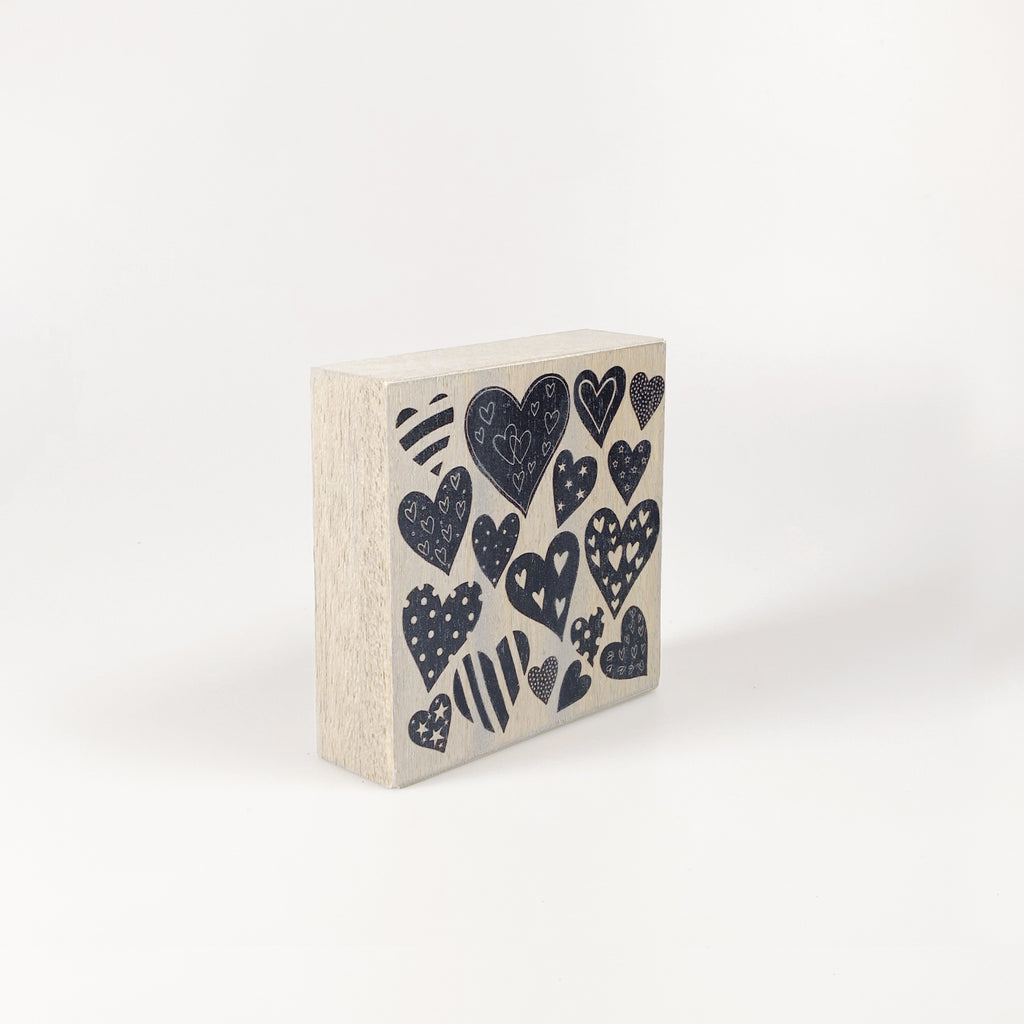 Kleines Holzbild "Hearts" braun