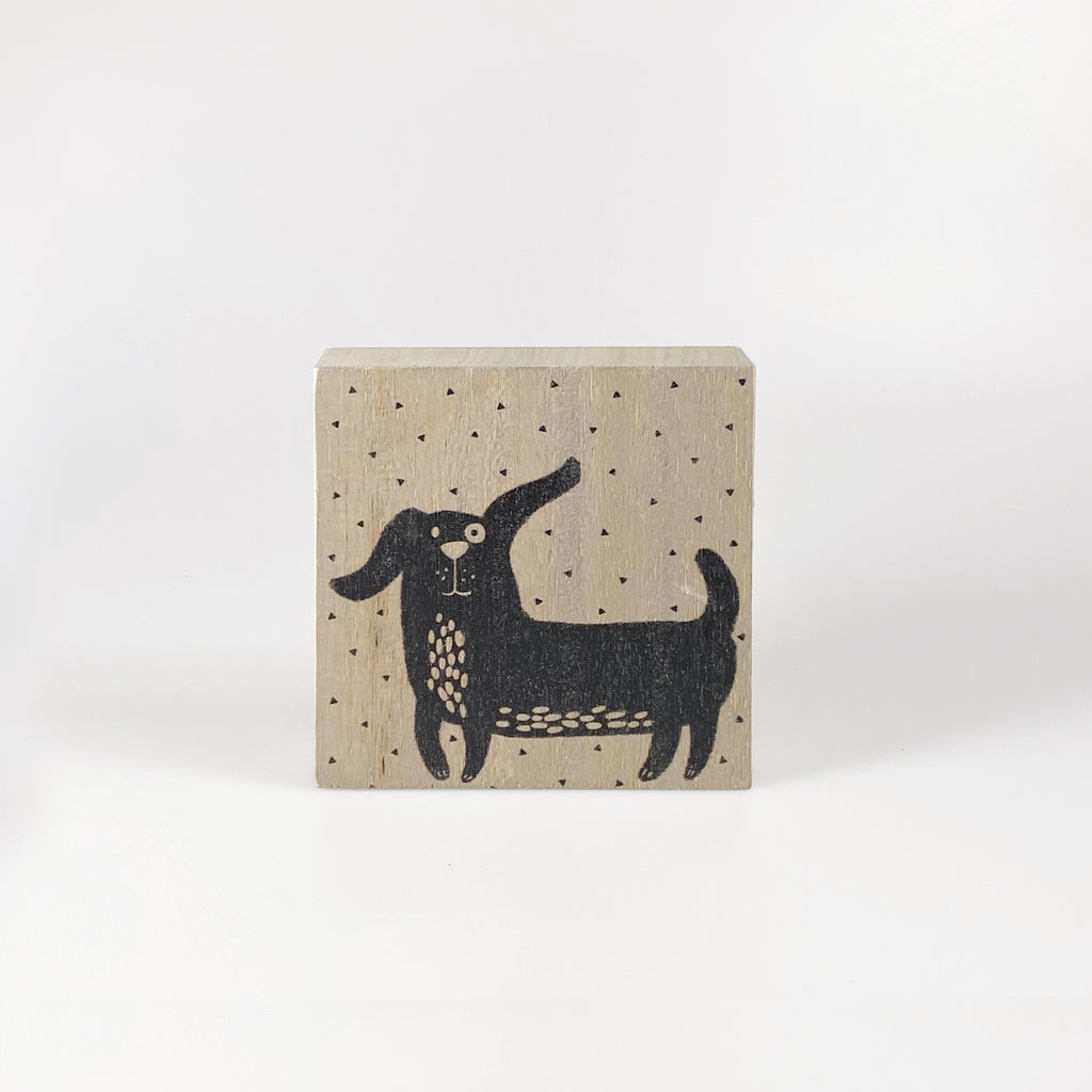 Small wooden picture "Good mood dog" brown