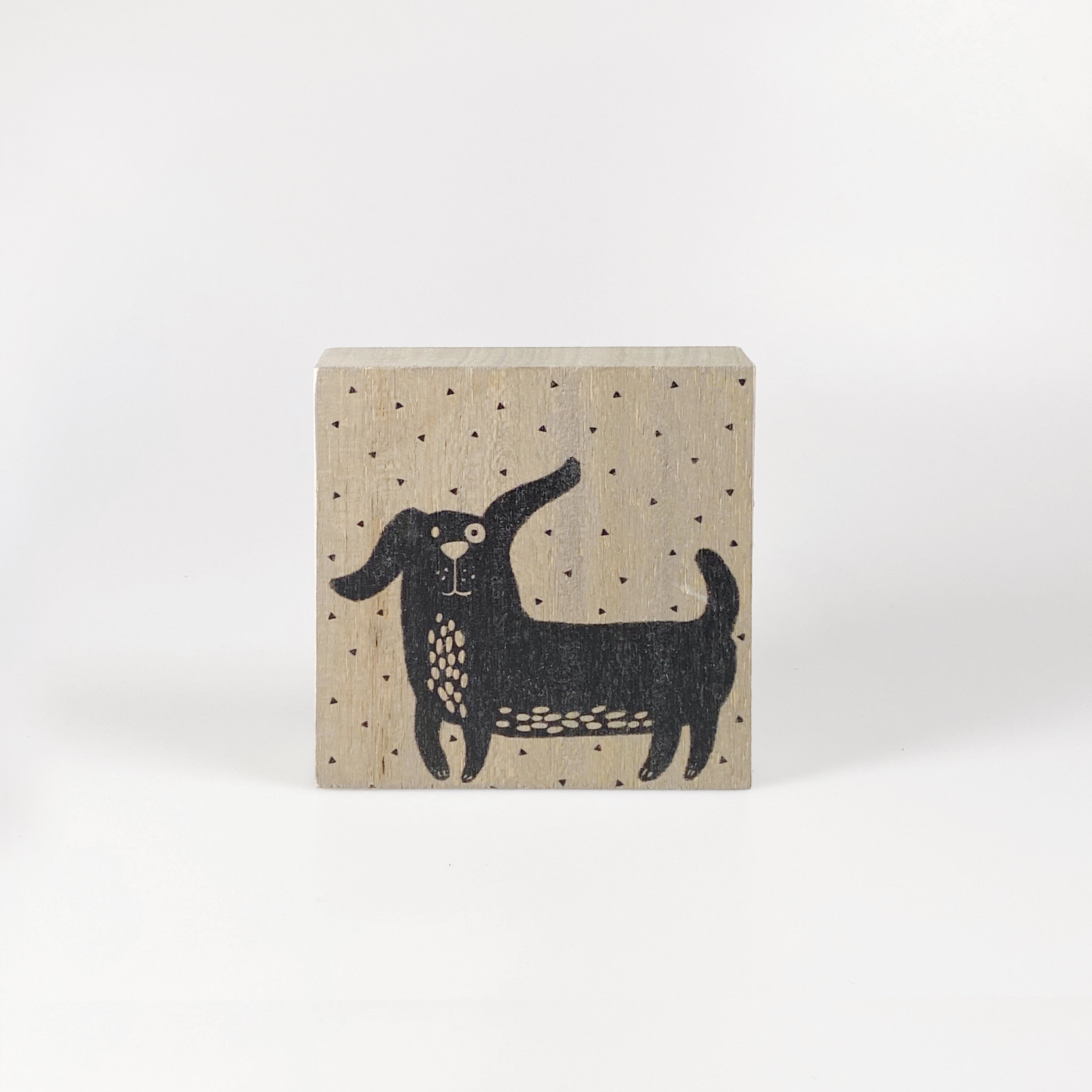 Small wooden picture "Good mood dog" brown