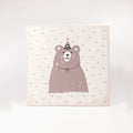 Large wooden picture "Bear with party hat" white