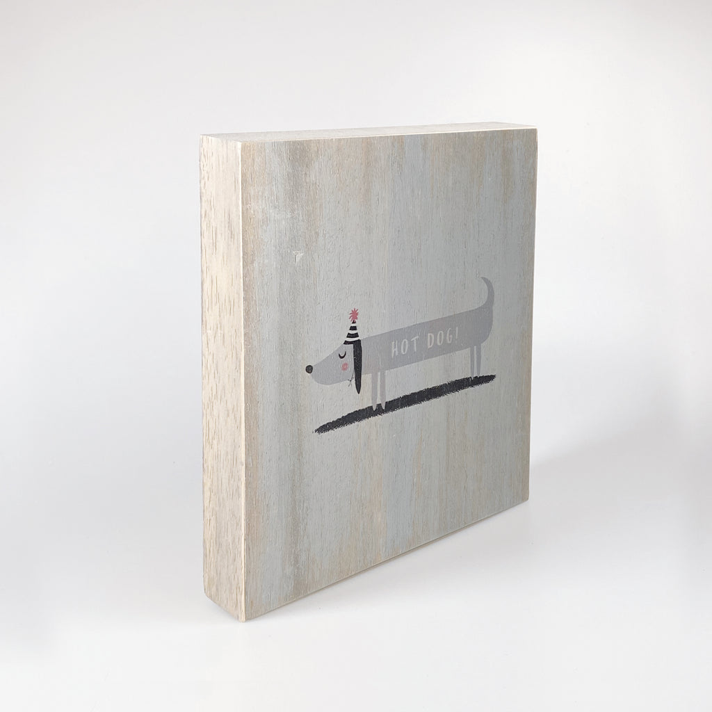 Large wooden picture "Hot dog" grey