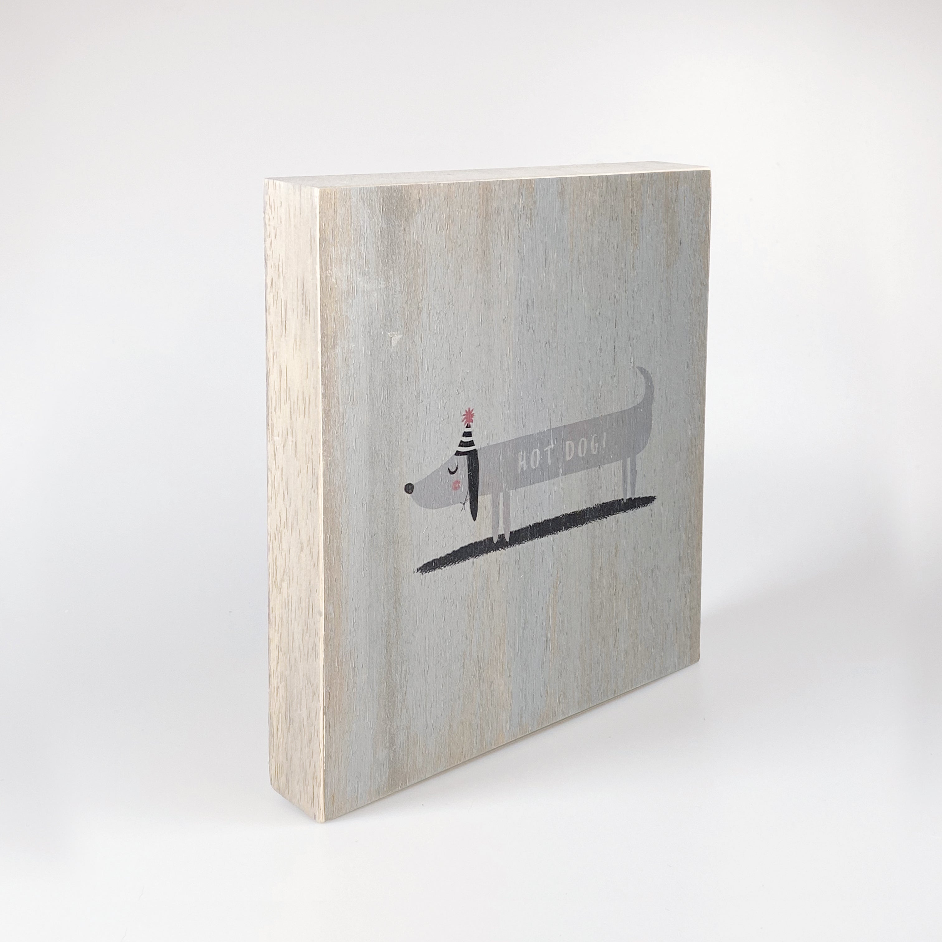Großes Holzbild "Hot dog" grau