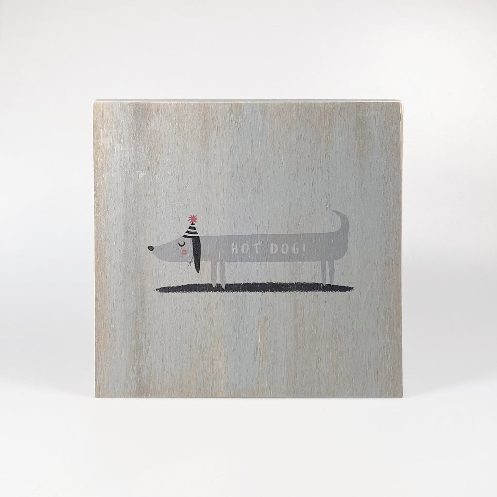 Large wooden picture "Hot dog" grey