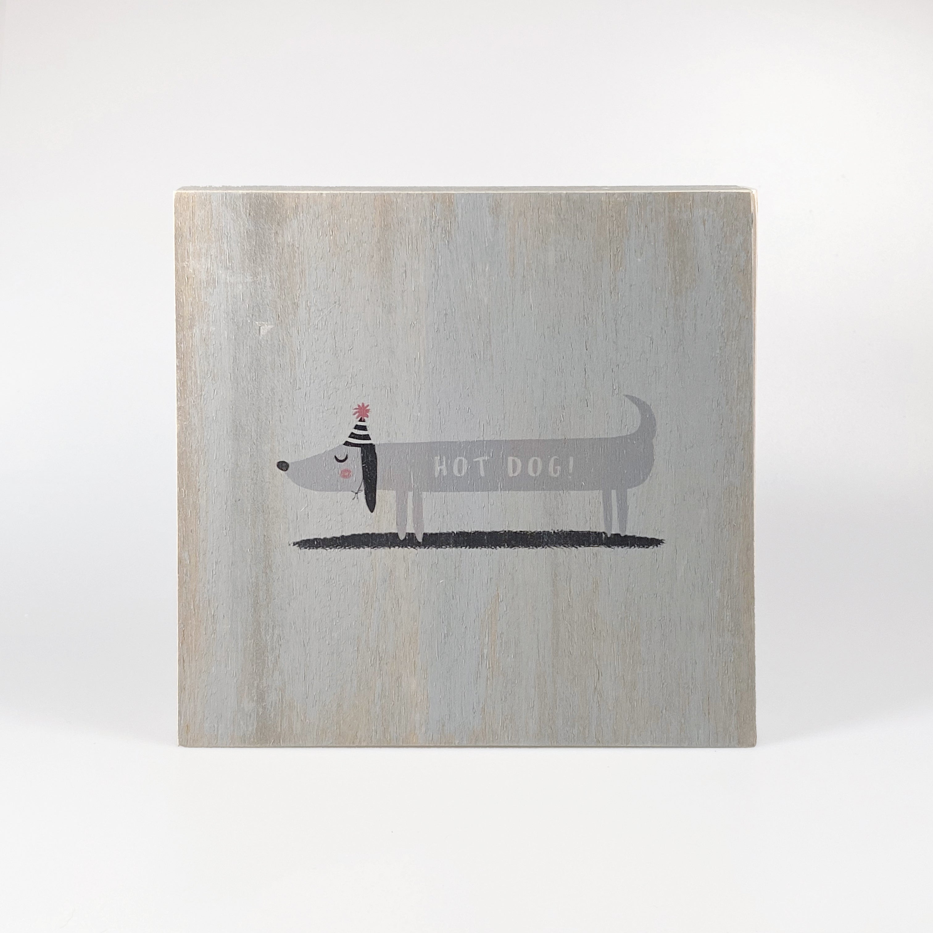 Großes Holzbild "Hot dog" grau