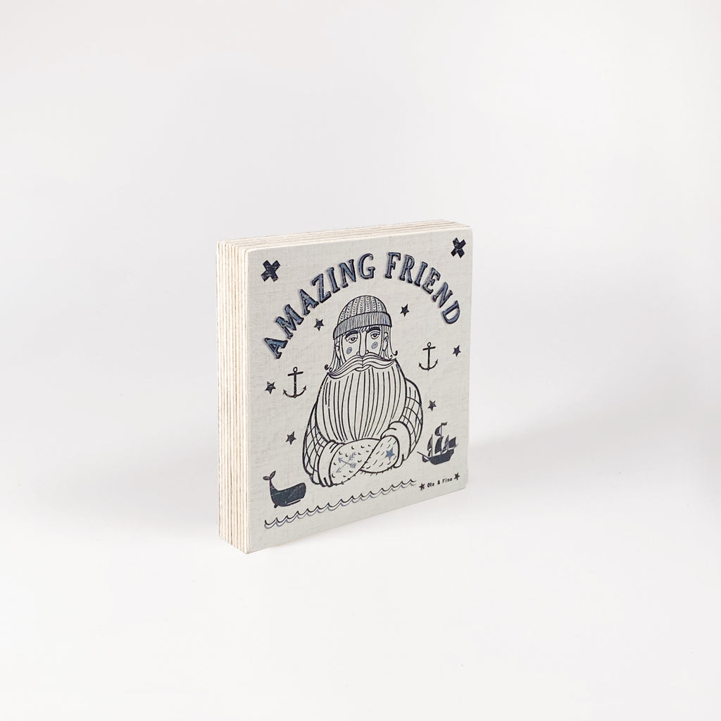 Kleines Holzbild "Seemann“ weiß