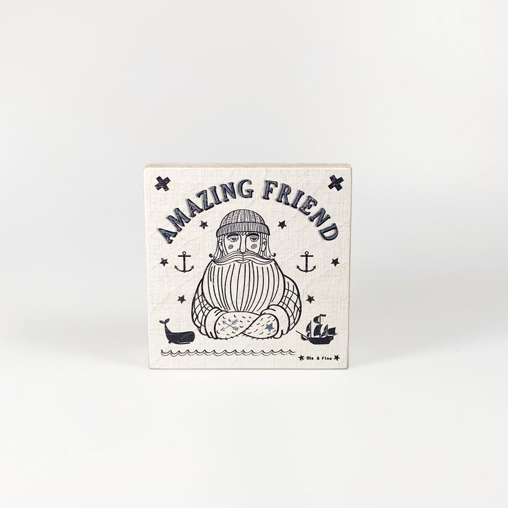 Kleines Holzbild "Seemann“ weiß