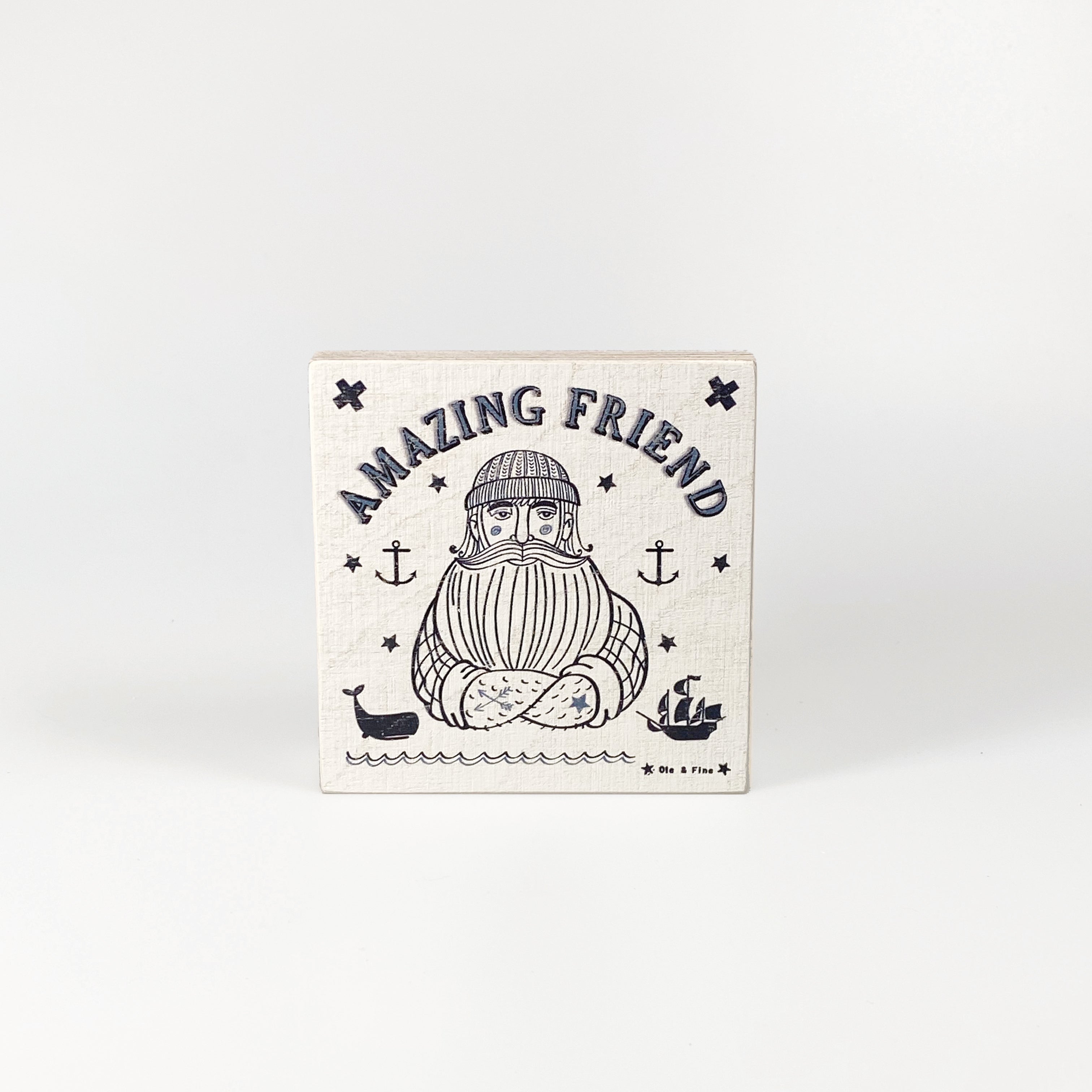 Kleines Holzbild "Seemann“ weiß