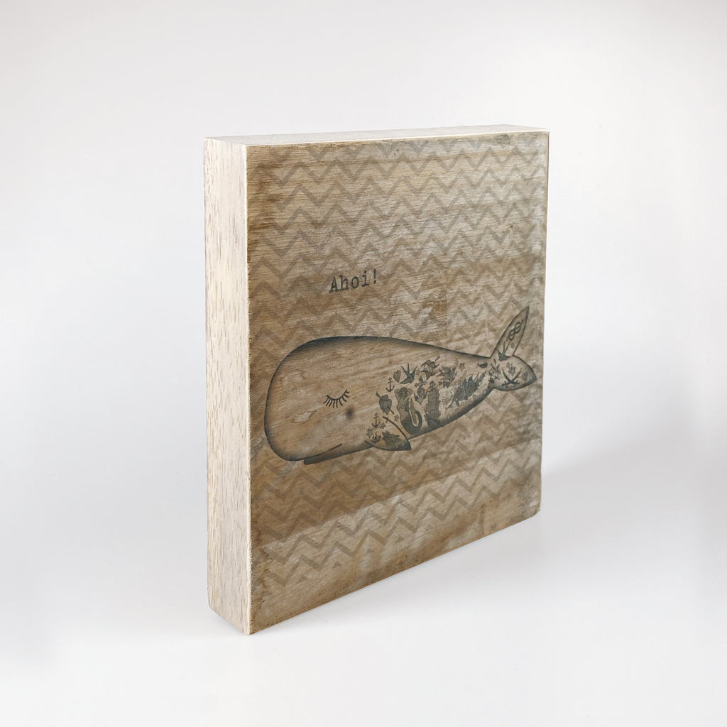 Großes Holzbild "Wal" braun