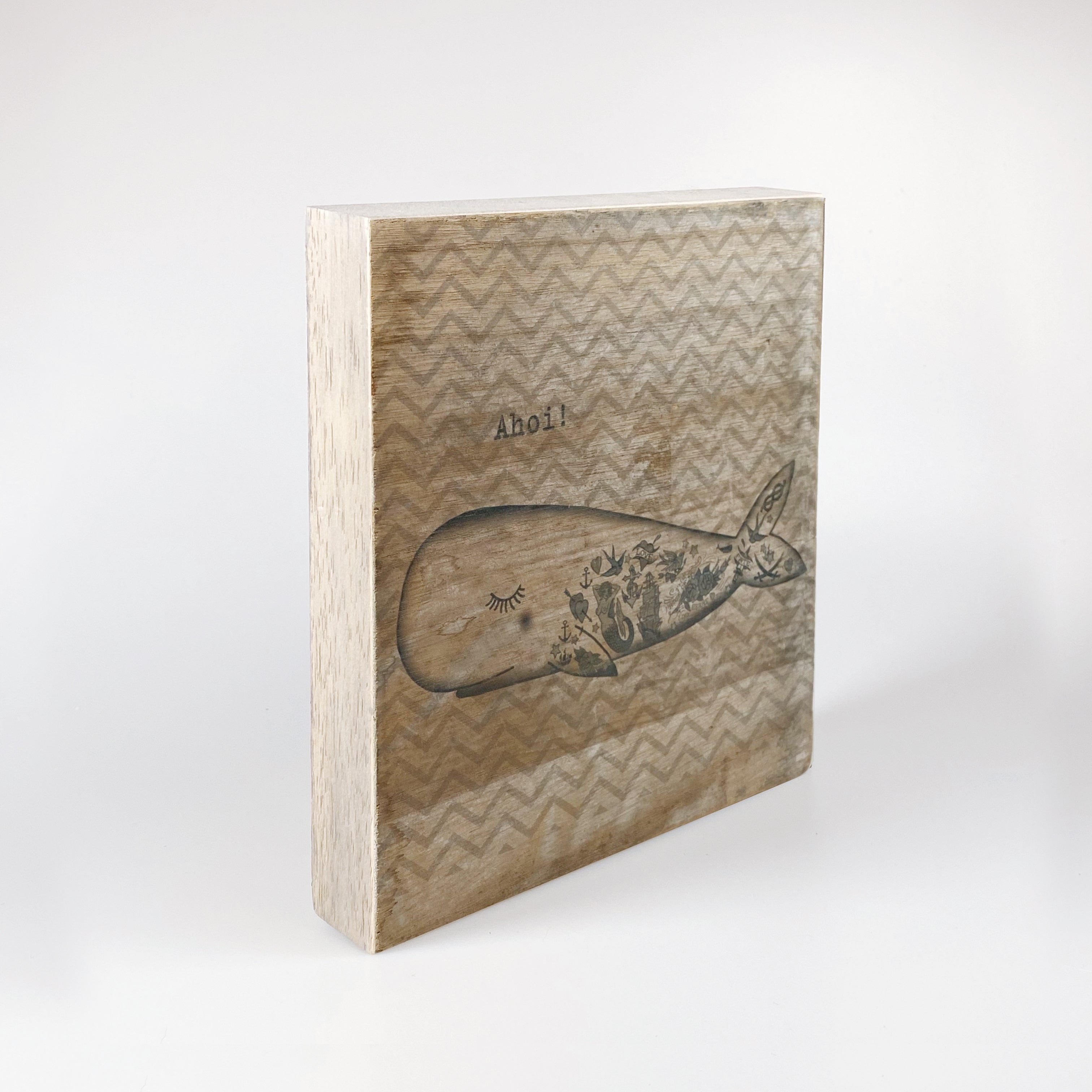 Großes Holzbild "Wal" braun