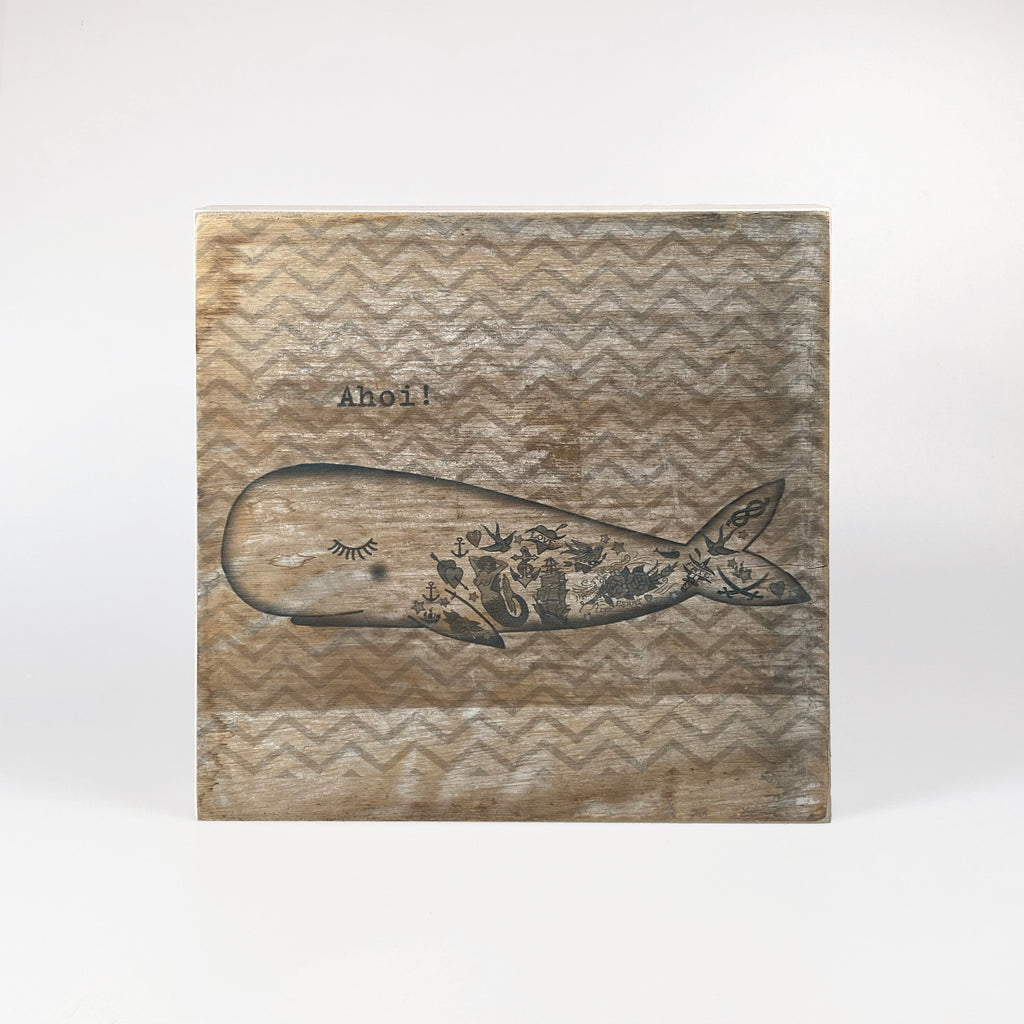 Großes Holzbild "Wal" braun