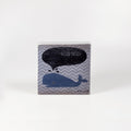Small wooden picture "Whale, moin moin" brown