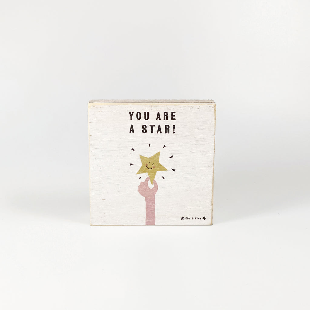 Kleines Holzbild "You are a star“ weiß