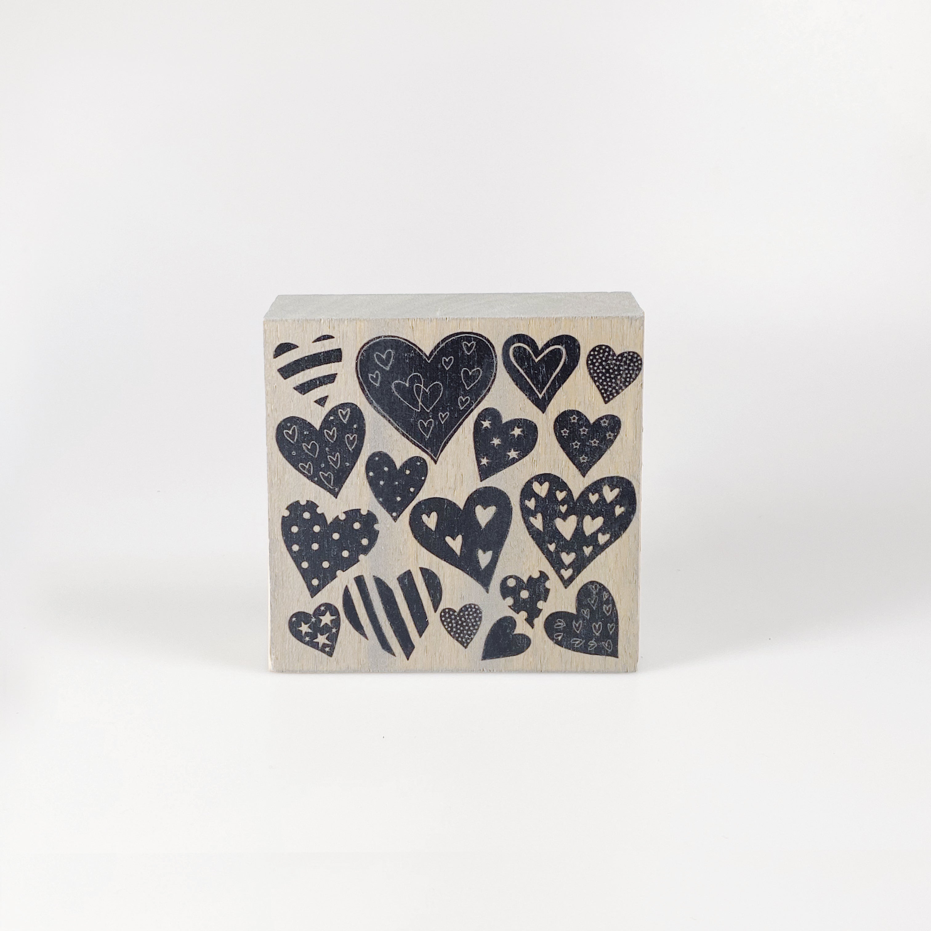 Kleines Holzbild "Hearts" braun