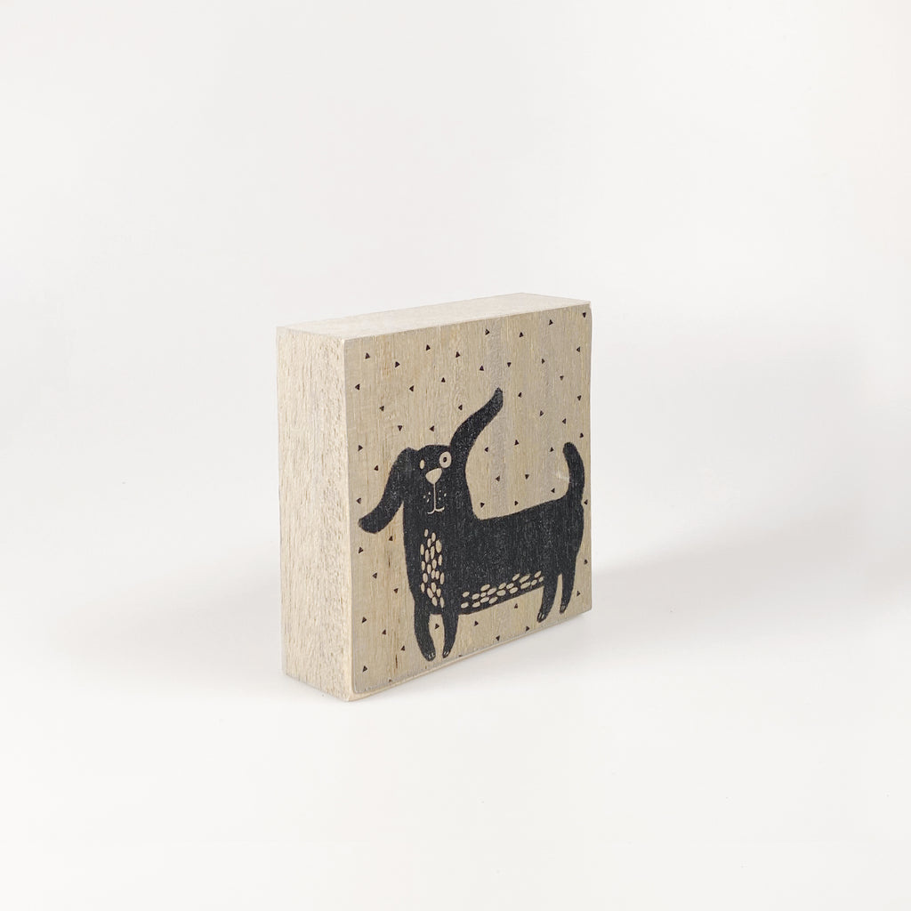 Small wooden picture "Good mood dog" brown