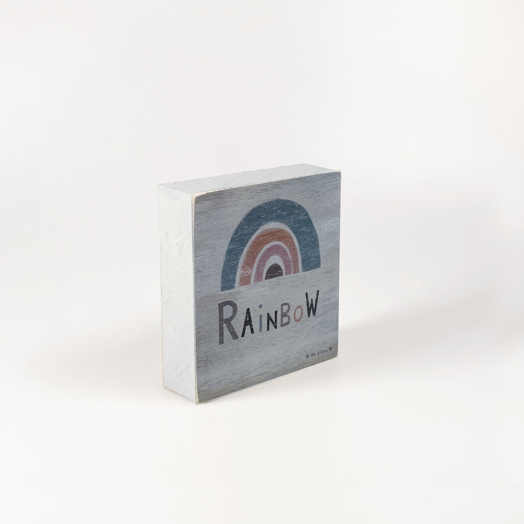 Kleines Holzbild "Rainbow" grau