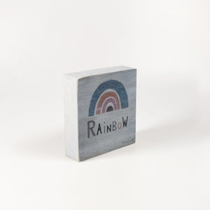 Kleines Holzbild "Rainbow" grau