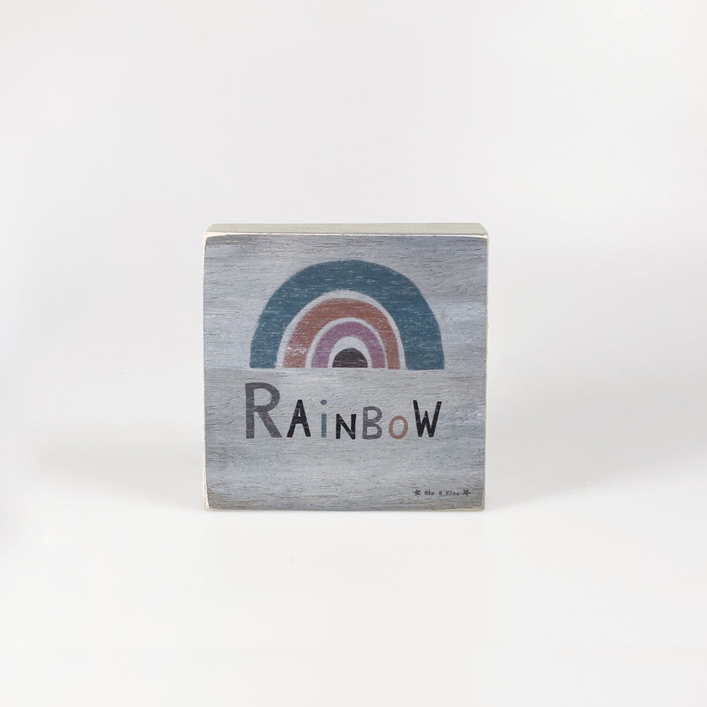 Kleines Holzbild "Rainbow" grau