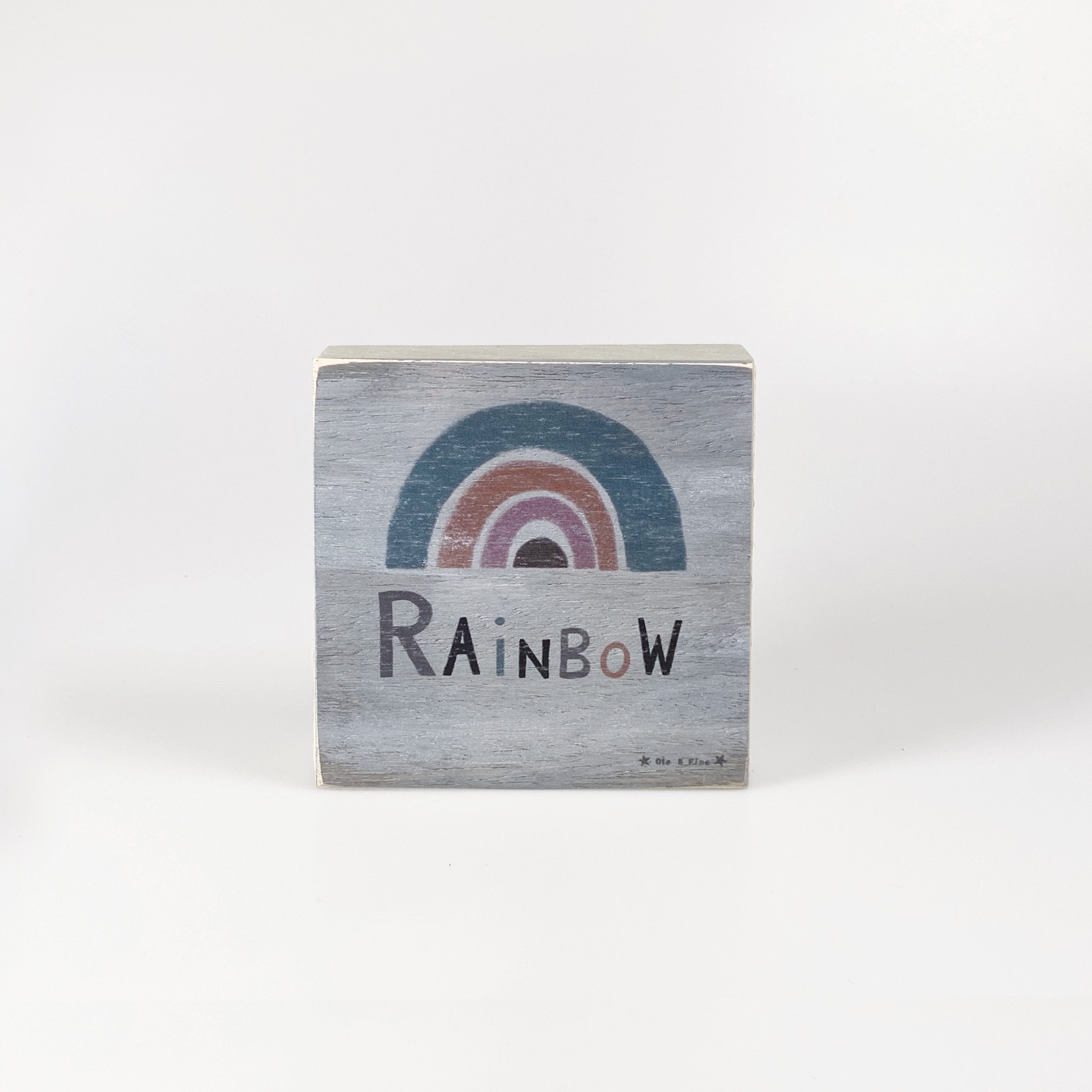 Kleines Holzbild "Rainbow" grau