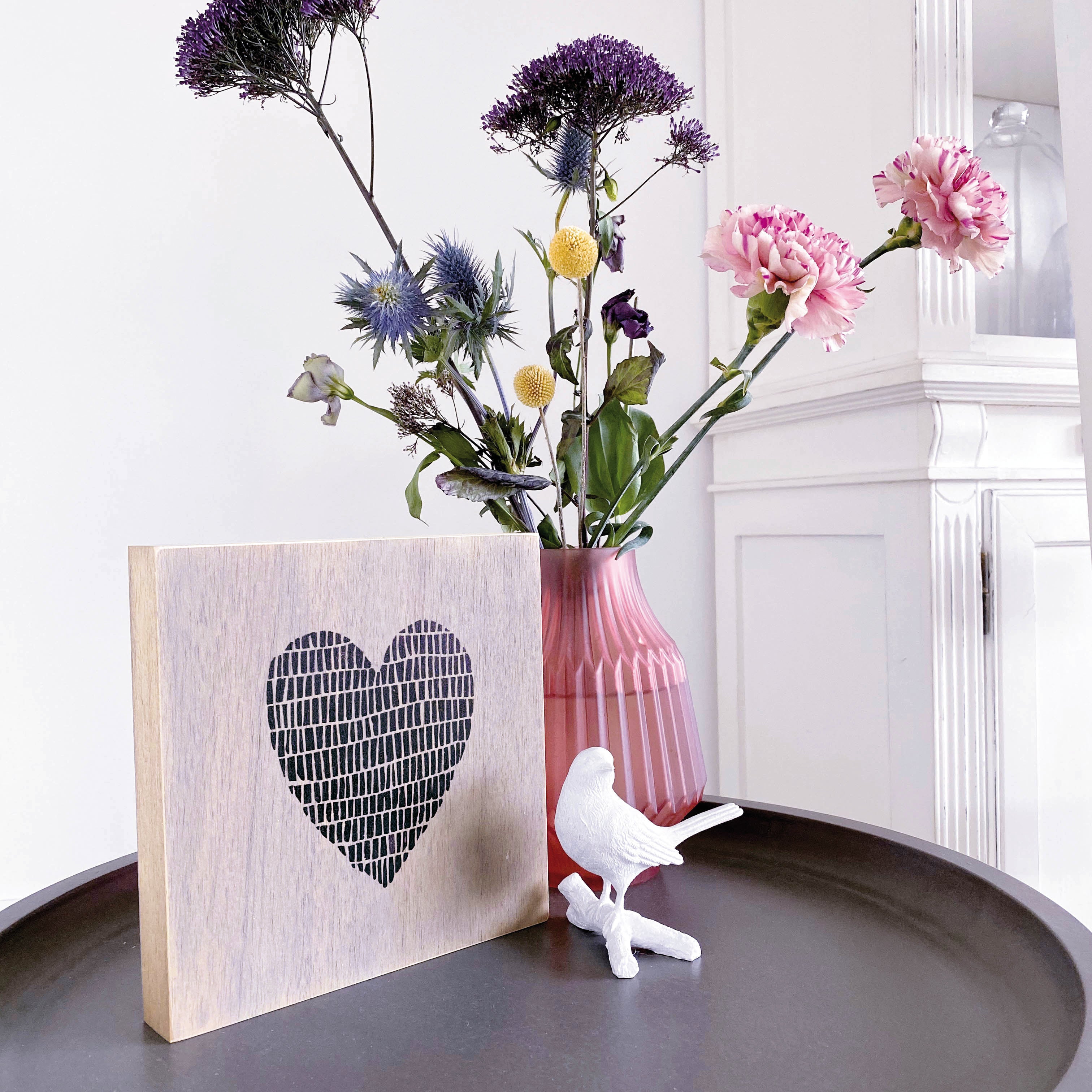 Großes Holzbild "Herz" braun/grau