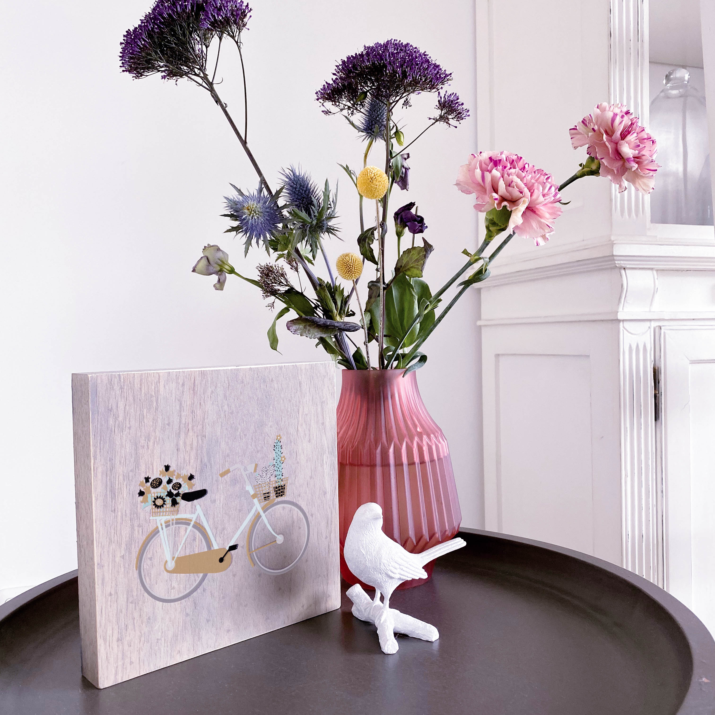 Großes Holzbild "Bicycle" braun/grau