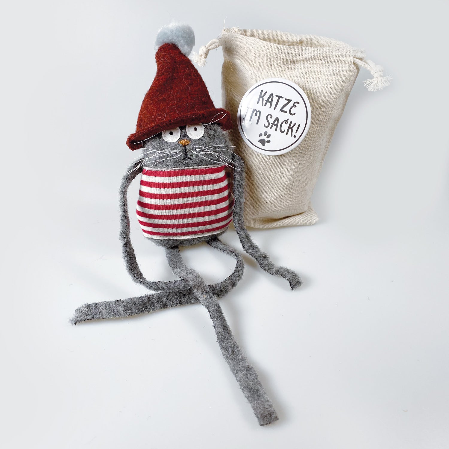 Soft toy cat in a sack “Fritz”