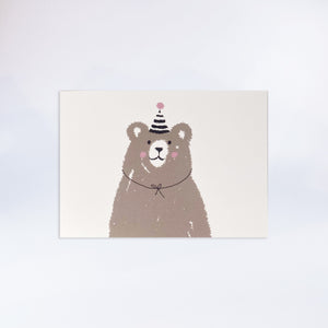 Postkarte „Bär mit Partyhut“