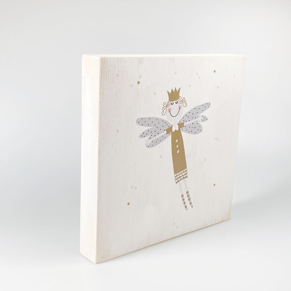 Großes Holzbild "Schutzengel" weiß