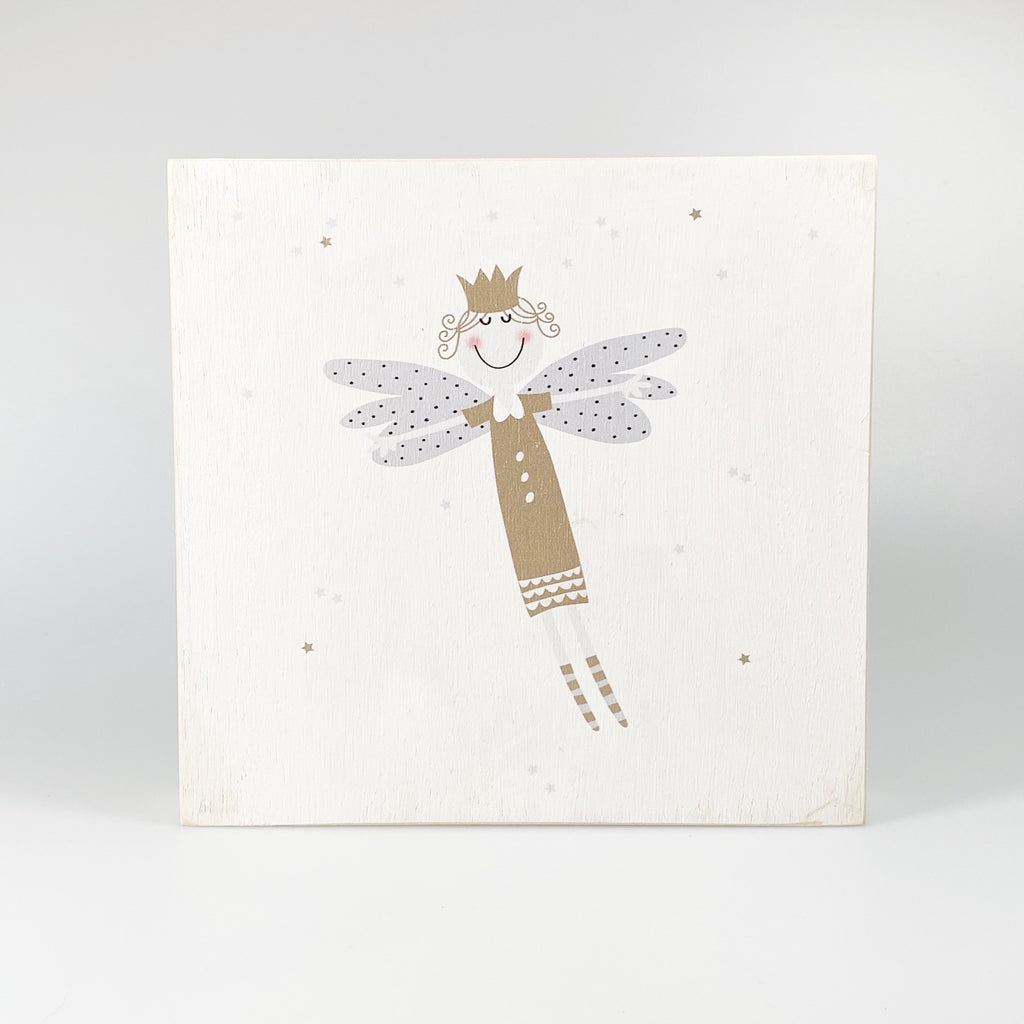 Großes Holzbild "Schutzengel" weiß