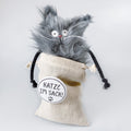 Cuddly toy cat in a sack “Oscar”