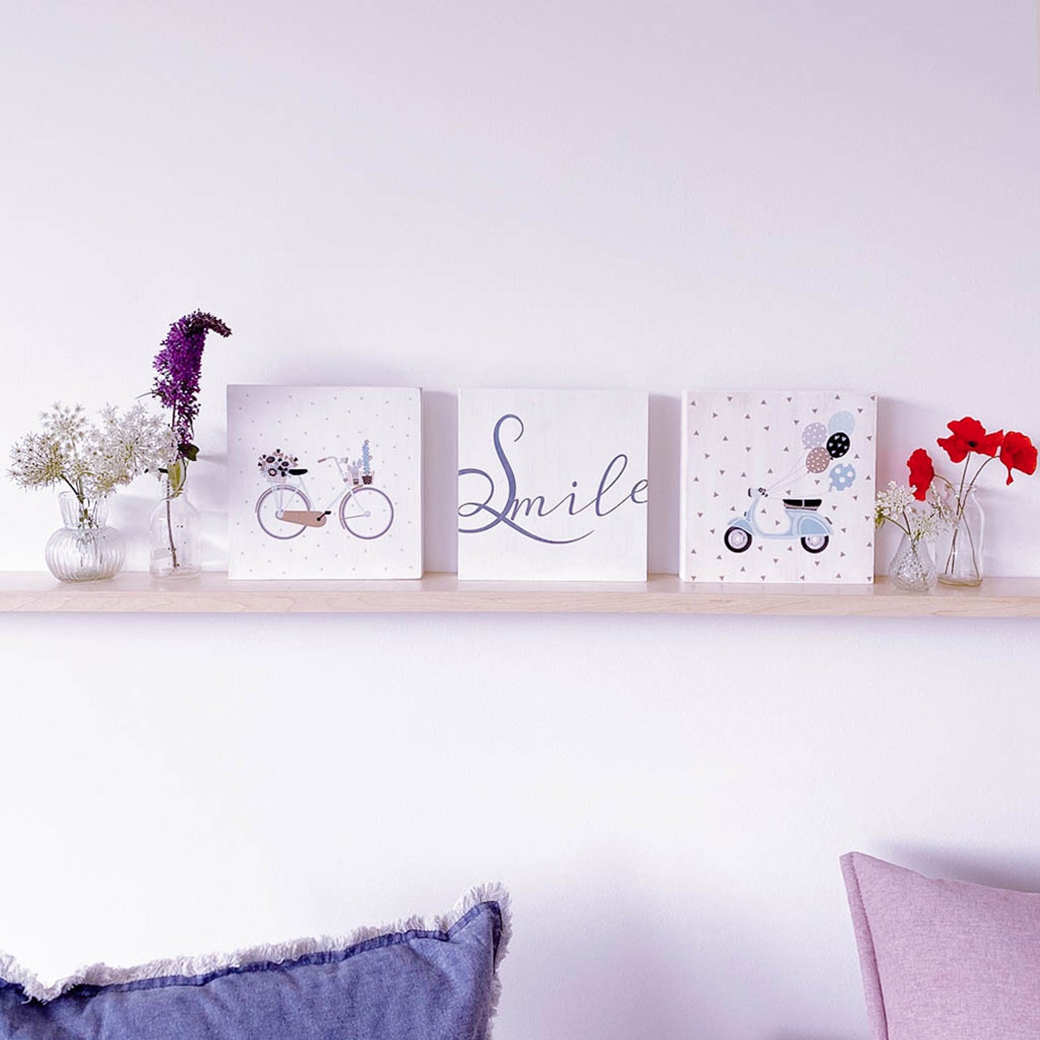 Großes Holzbild "Bicycle" weiß