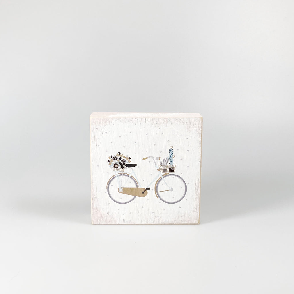 Kleines Holzbild "Bicycle" weiß